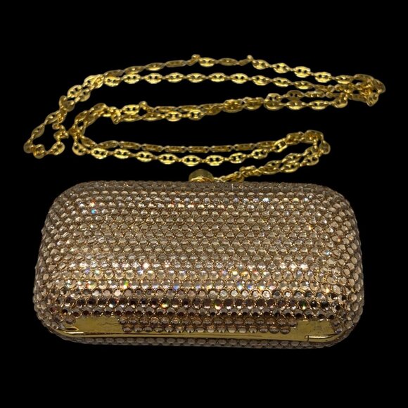 NWT J Tiras Gold Crystal Crossbody Purse/clutch - Picture 2 of 10